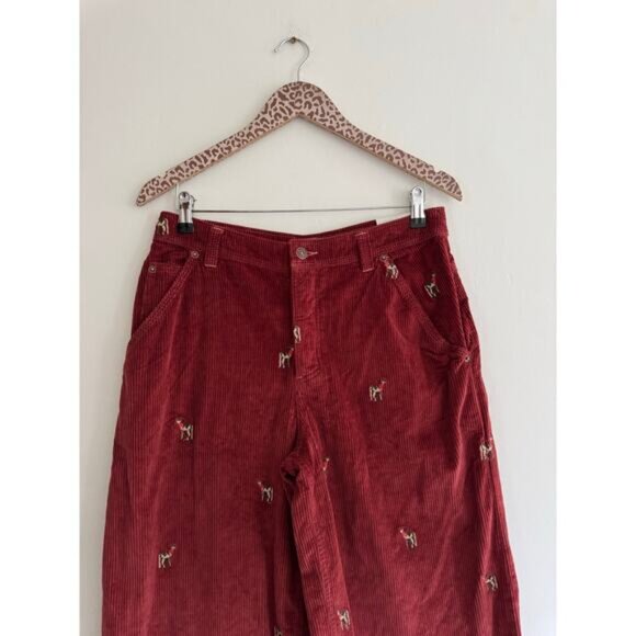 FREE PEOPLE Clifton Cord Red Deer Darlin' Wide Leg Jeans Size 24 - Picture 5 of 9